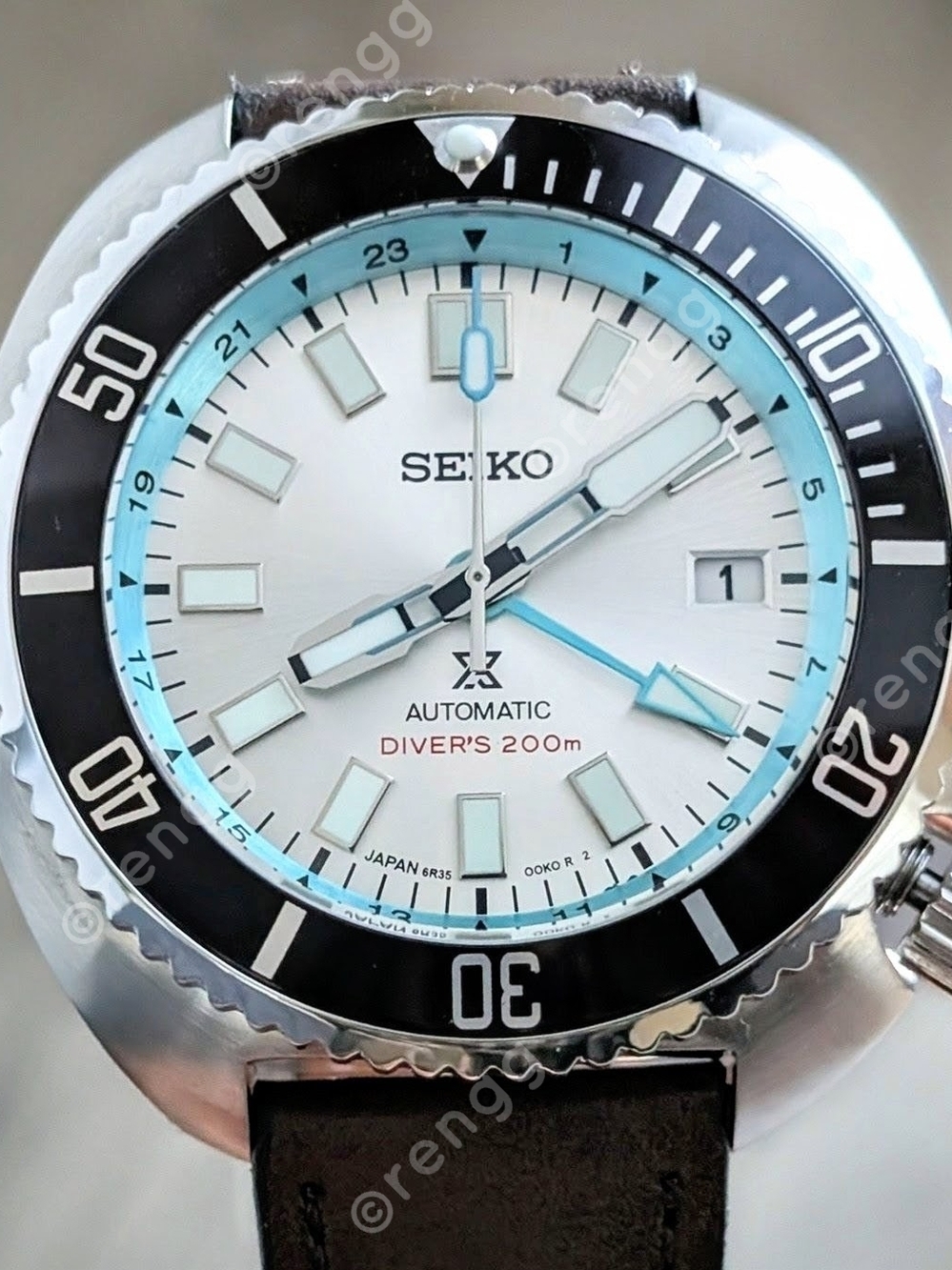 Seiko NH34A GMT Willard Men’s Automatic Diver Watch - White & Light Blue Great - Picture 2 of 9
